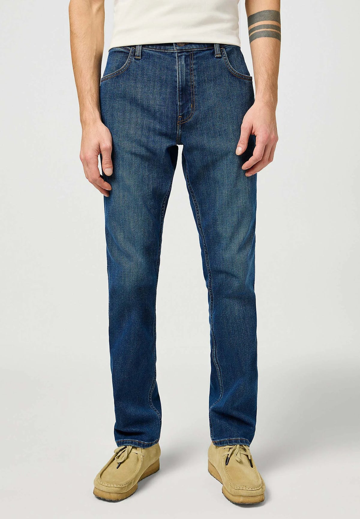 MESKIE SPODNIE WRANGLER GREENSBORO FOG 112364949
