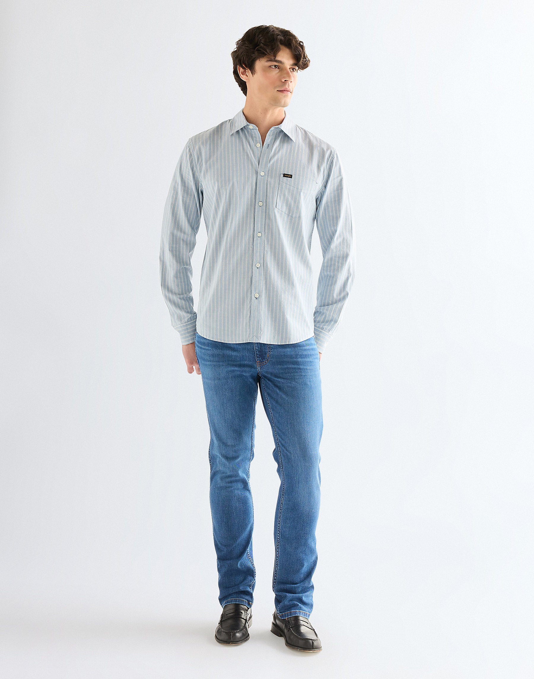 Męskie Spodnie Jeansowe Wrangler Greensboro Mid Visual 112378816