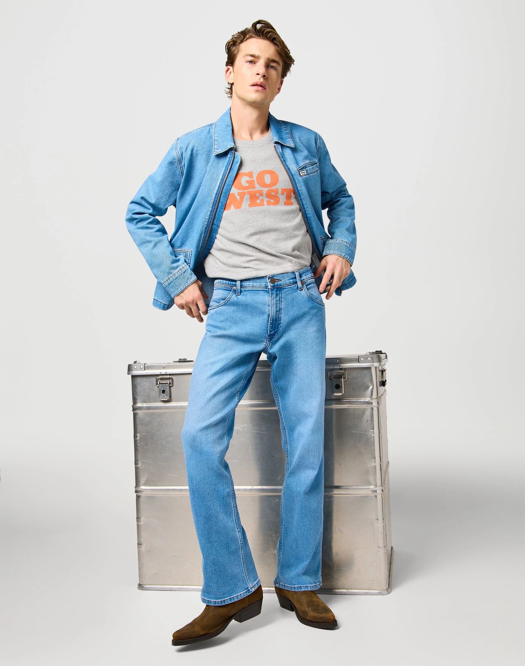 MESKIE SPODNIE WRANGLER HORIZON BOHEMIAN BLUE 112362431
