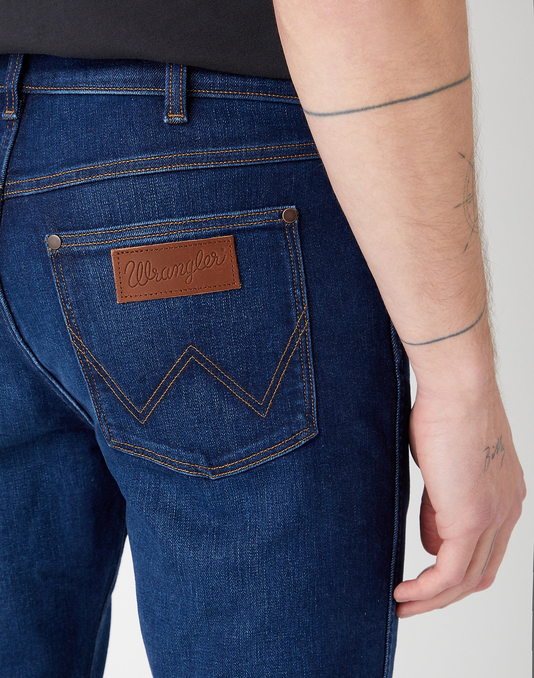 Męskie Spodnie Jeansowe Wrangler Larston Brushed Stone 112341429