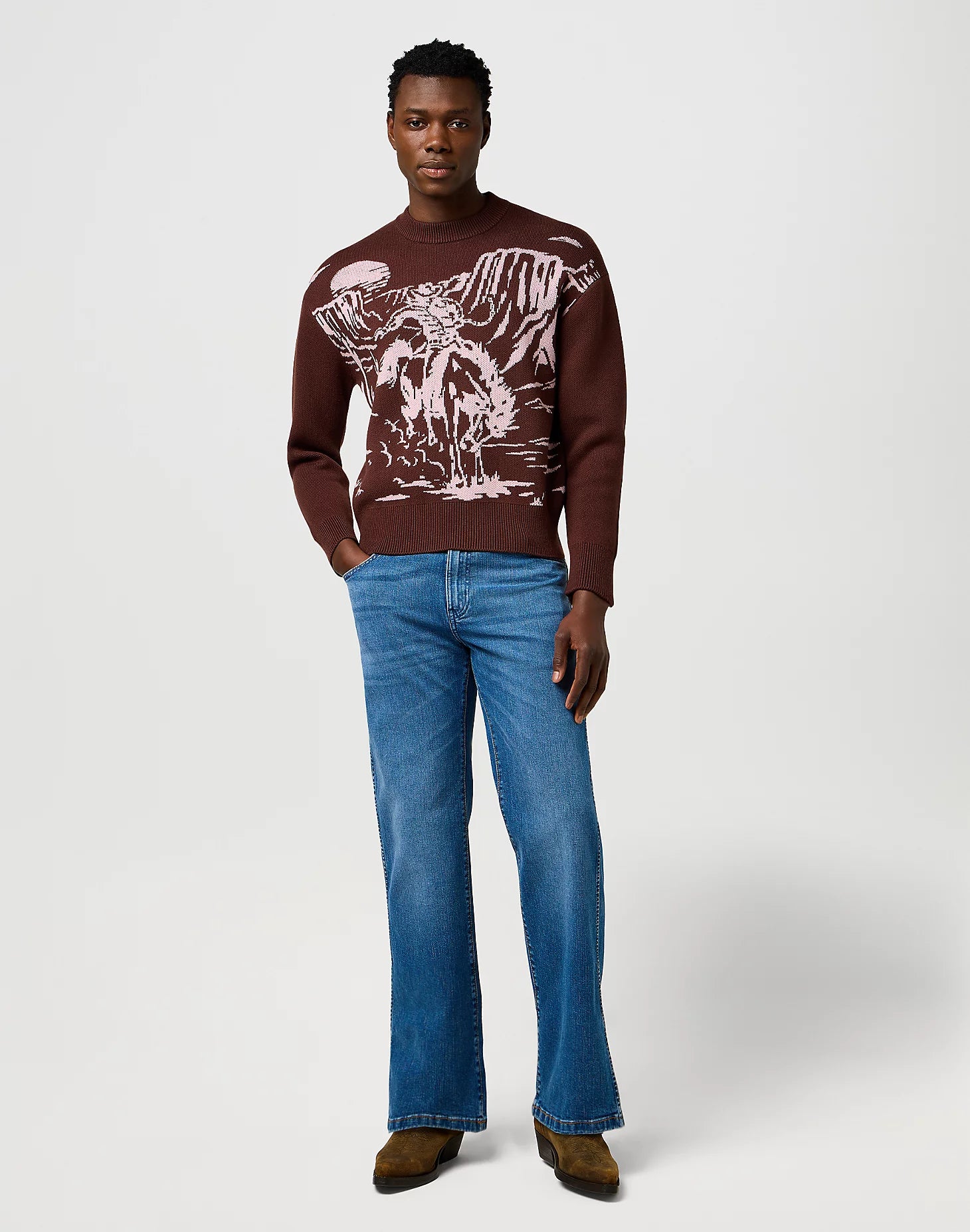 Meskie Spodnie Wrangler Loose Boot Sky Breeze 112371340