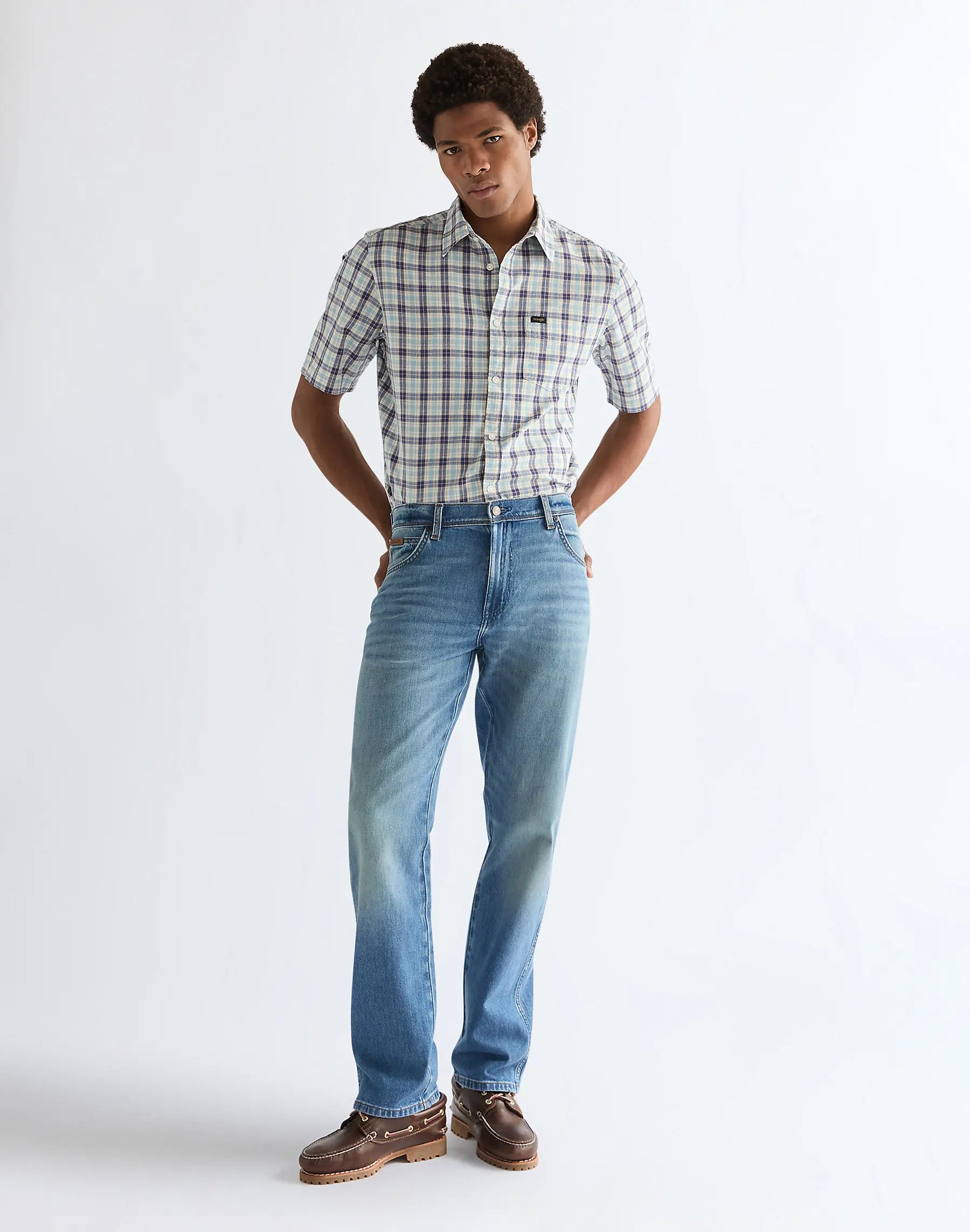 MESKIE SPODNIE WRANGLER TEXAS HARBOR BLUE 112378690