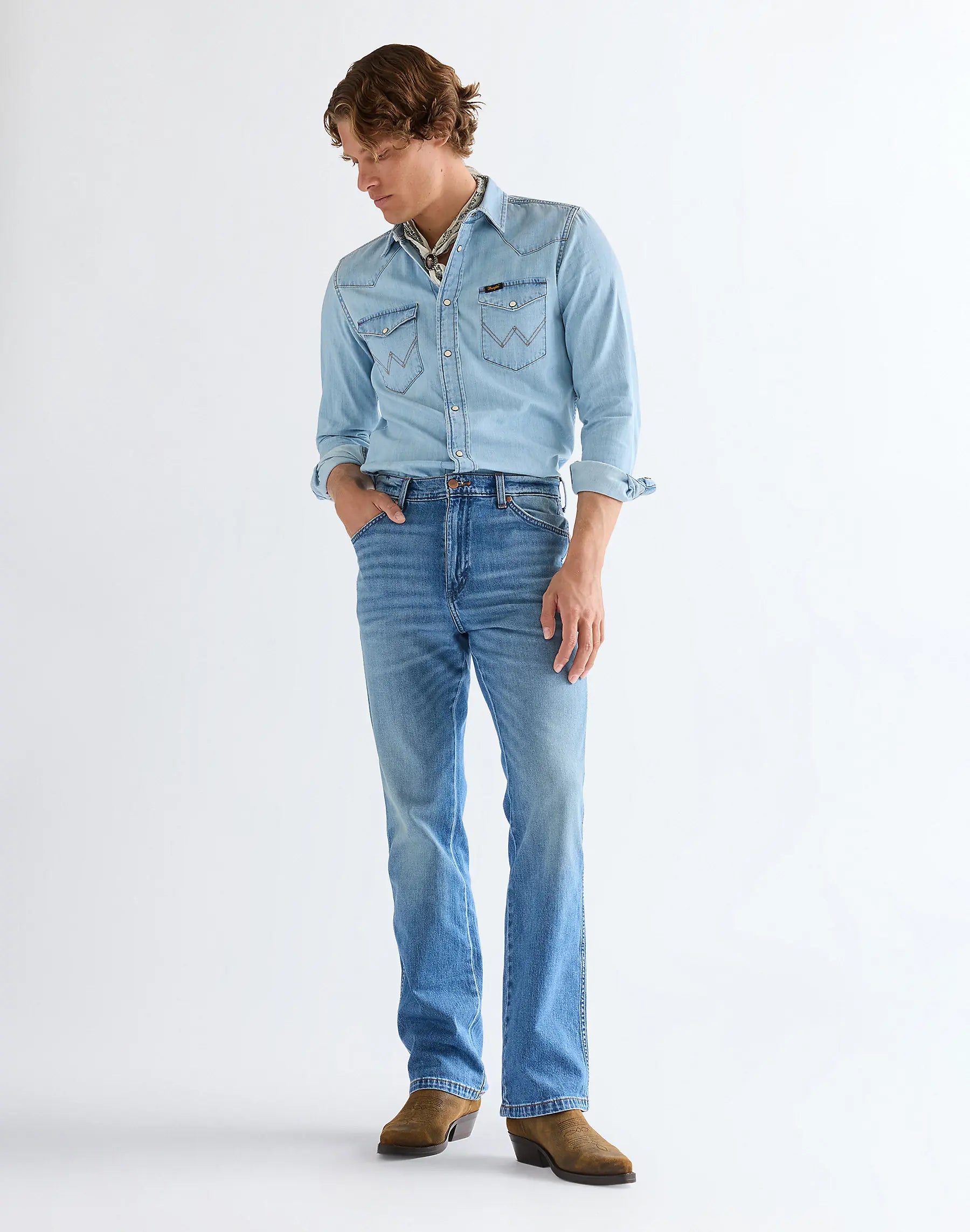 Męskie Spodnie Wrangler Wrancher Harbor Blue 112377838