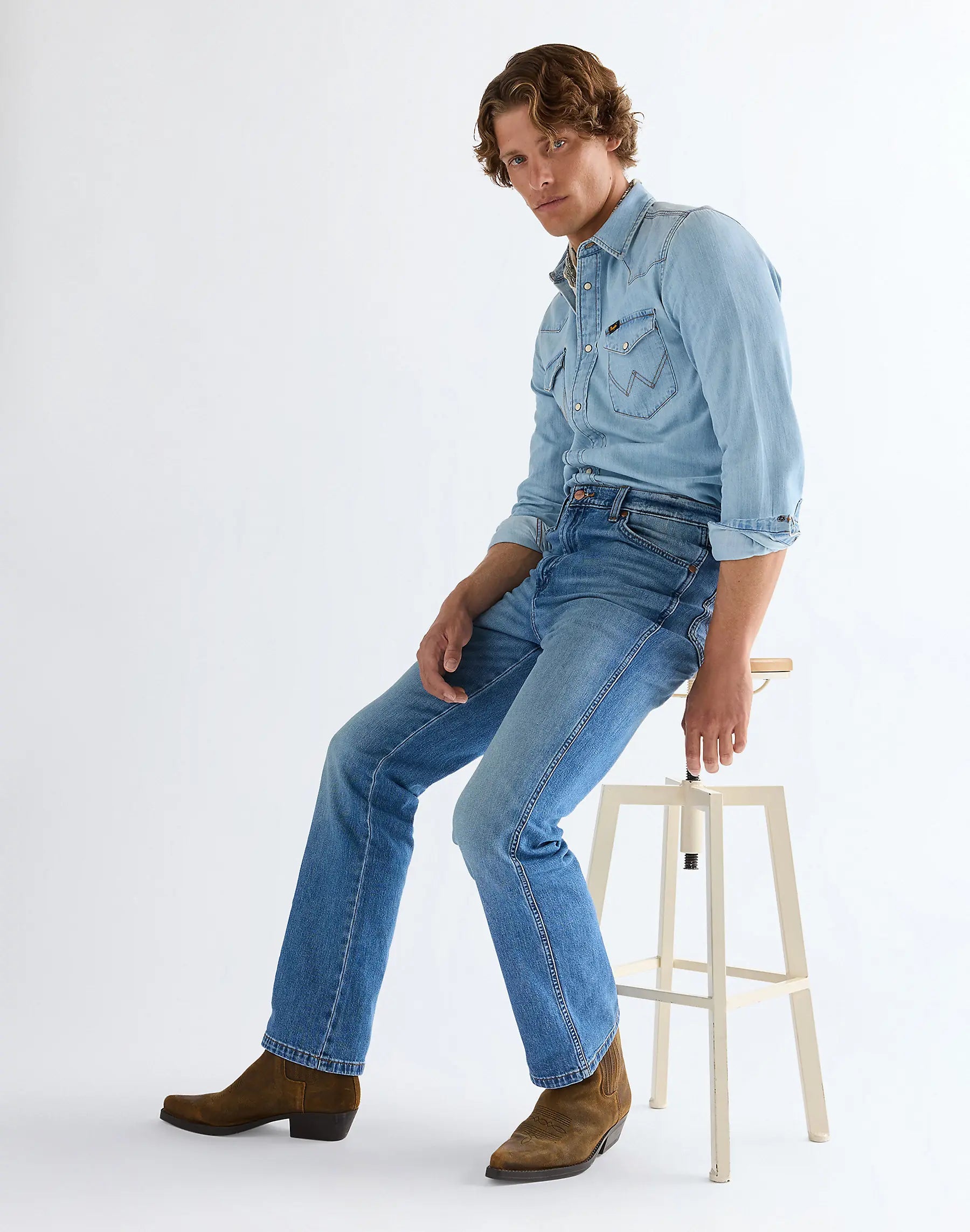 Męskie Spodnie Wrangler Wrancher Harbor Blue 112377838
