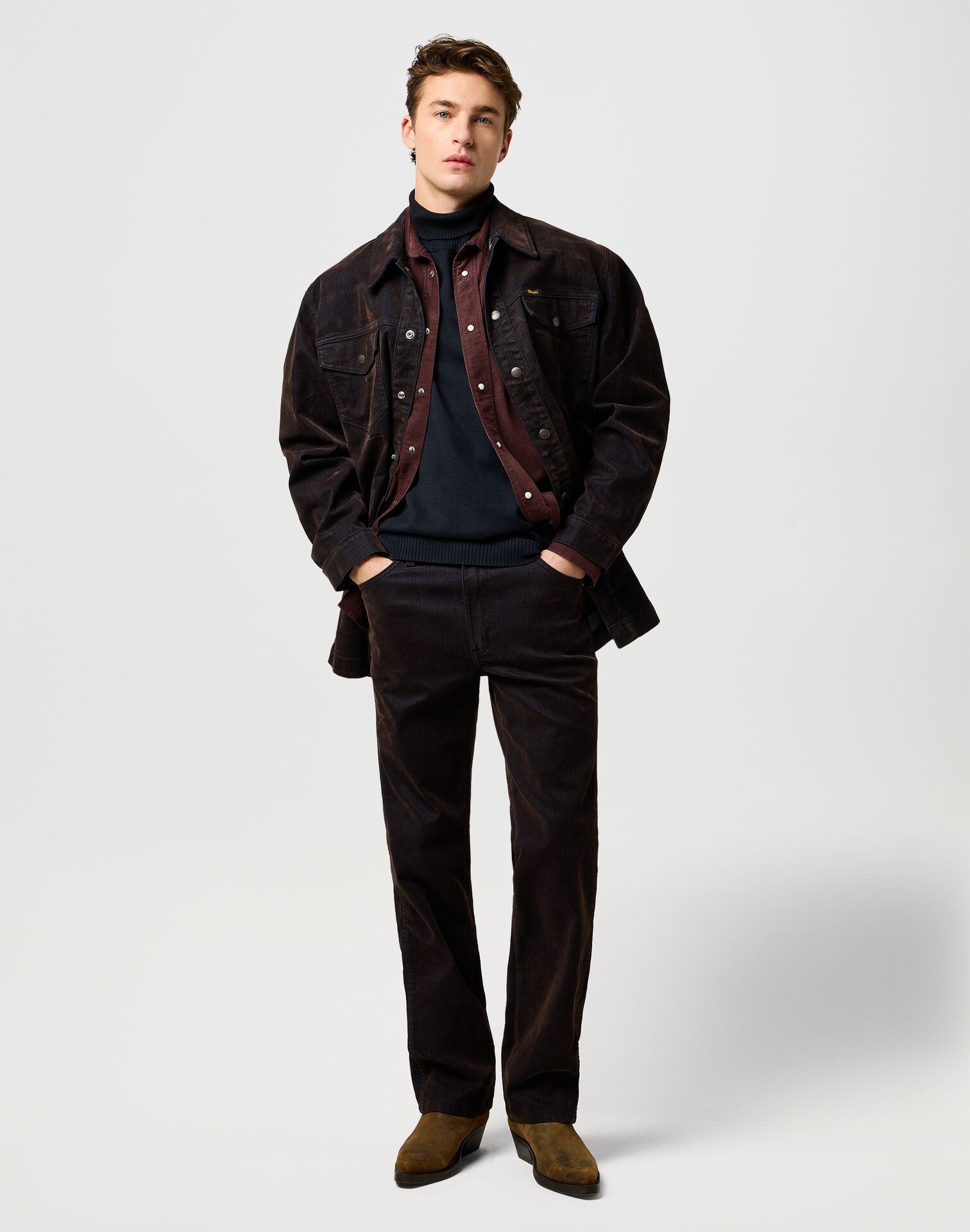 Meskie Spodnie Wrangler Wrancher Mole Flocked 112371607