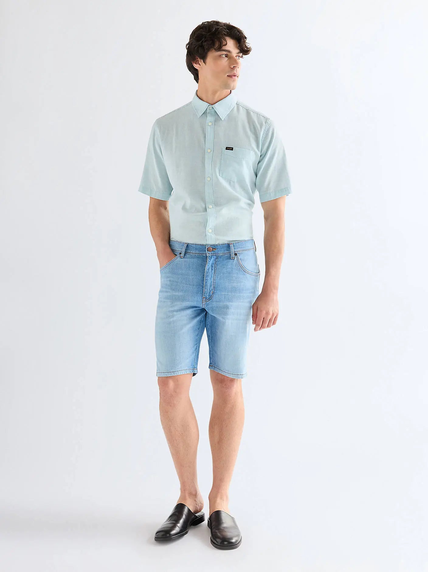 MESKIE SZORTY WRANGLER TEXAS SHORTS LIGHT WASH 112378706