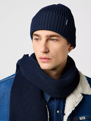 MĘSKIE ZESTAW ZIMOWY WRANGLER SCARF BEANIE SET DARK NAVY 112372439