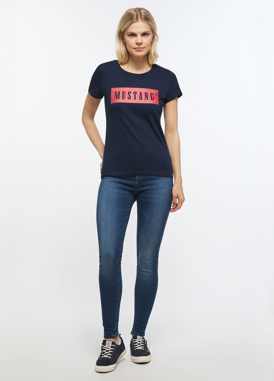 T-Shirt Damski Mustang Alina C Logo Tee Blue Nights 1013220 4085