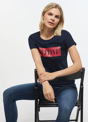 T-Shirt Damski Mustang Alina C Logo Tee Blue Nights 1013220 4085