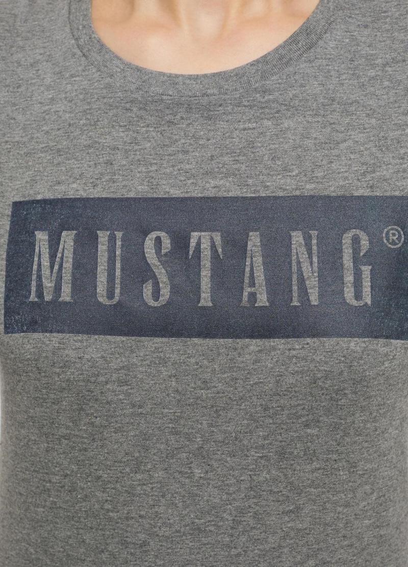 MUSTANG ALINA C LOGO TEE DAMSKI T-SHIRT KOSZULKA LOGO LIGHT GREY MELANGE 1013220 4141