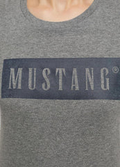 MUSTANG ALINA C LOGO TEE DAMSKI T-SHIRT KOSZULKA LOGO LIGHT GREY MELANGE 1013220 4141