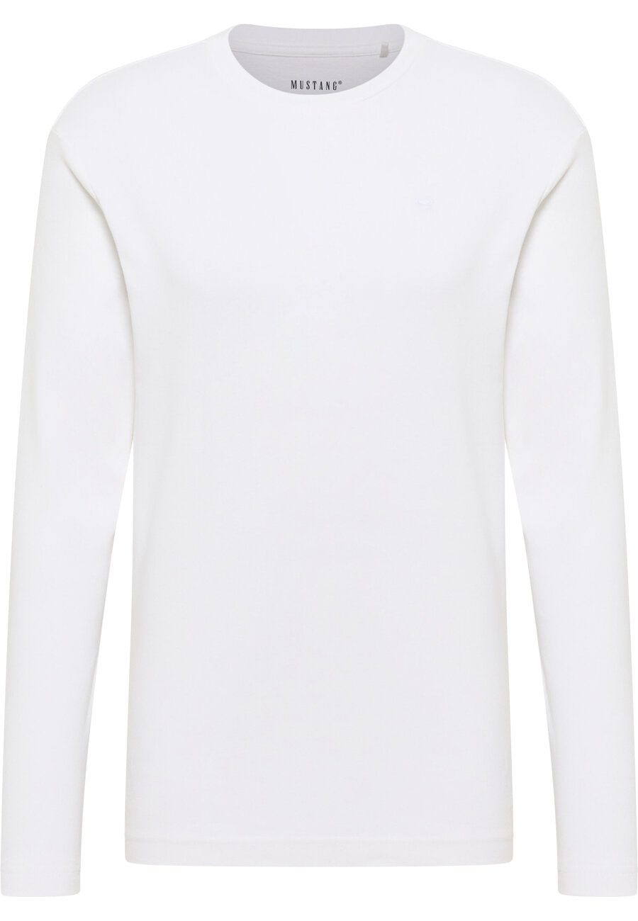 Mustang Arlington Męski Longsleeve Koszulka z Długim Rękawem Bright White 1015674 2007