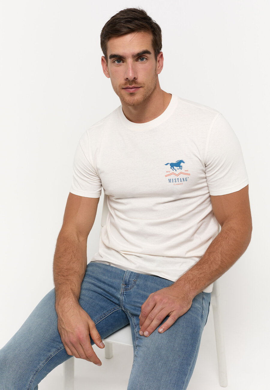 MUSTANG AUSTIN MĘSKI T-SHIRT KOSZULKA LOGO WHISPER WHITE 1014952 2013