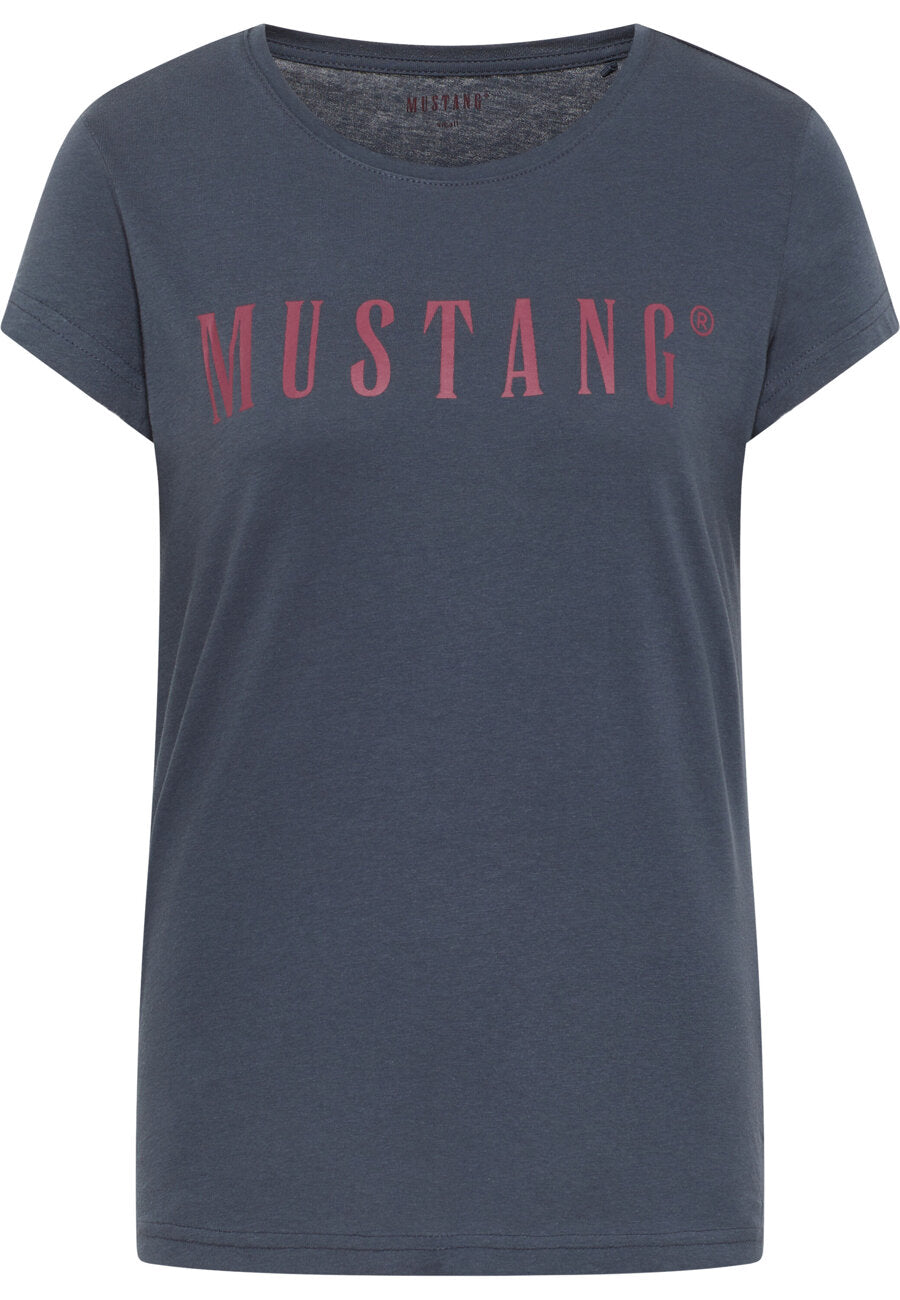 MUSTANG Alina C Logo Tee Damski T-shirt Koszulka Blue Nights 1013222 4085