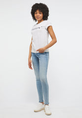 T-Shirt Damski Mustang Alina C Logo Tee Light Grey Melange 1013222 4141