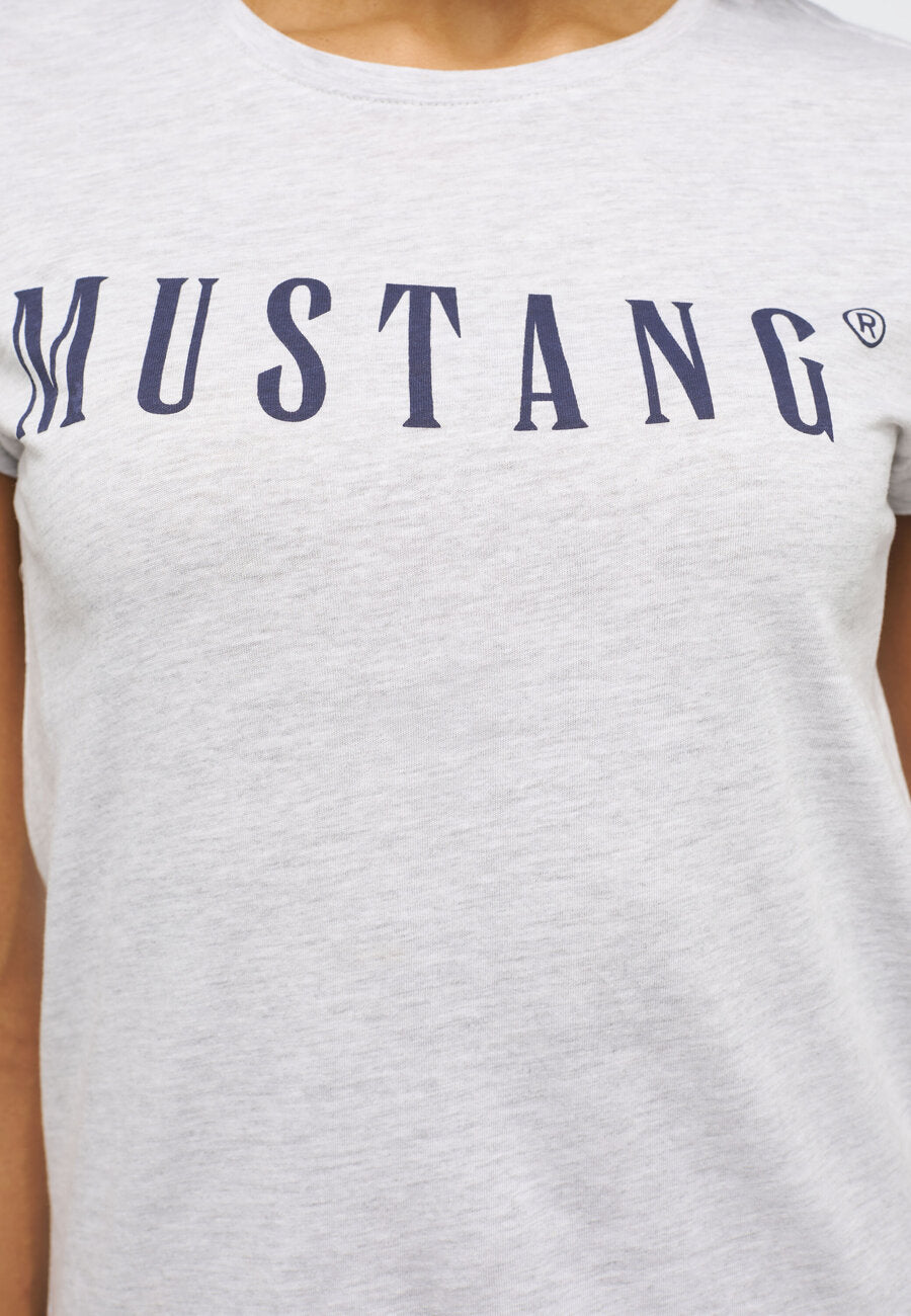 T-Shirt Damski Mustang Alina C Logo Tee Light Grey Melange 1013222 4141