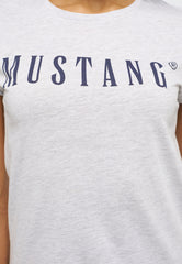 T-Shirt Damski Mustang Alina C Logo Tee Light Grey Melange 1013222 4141