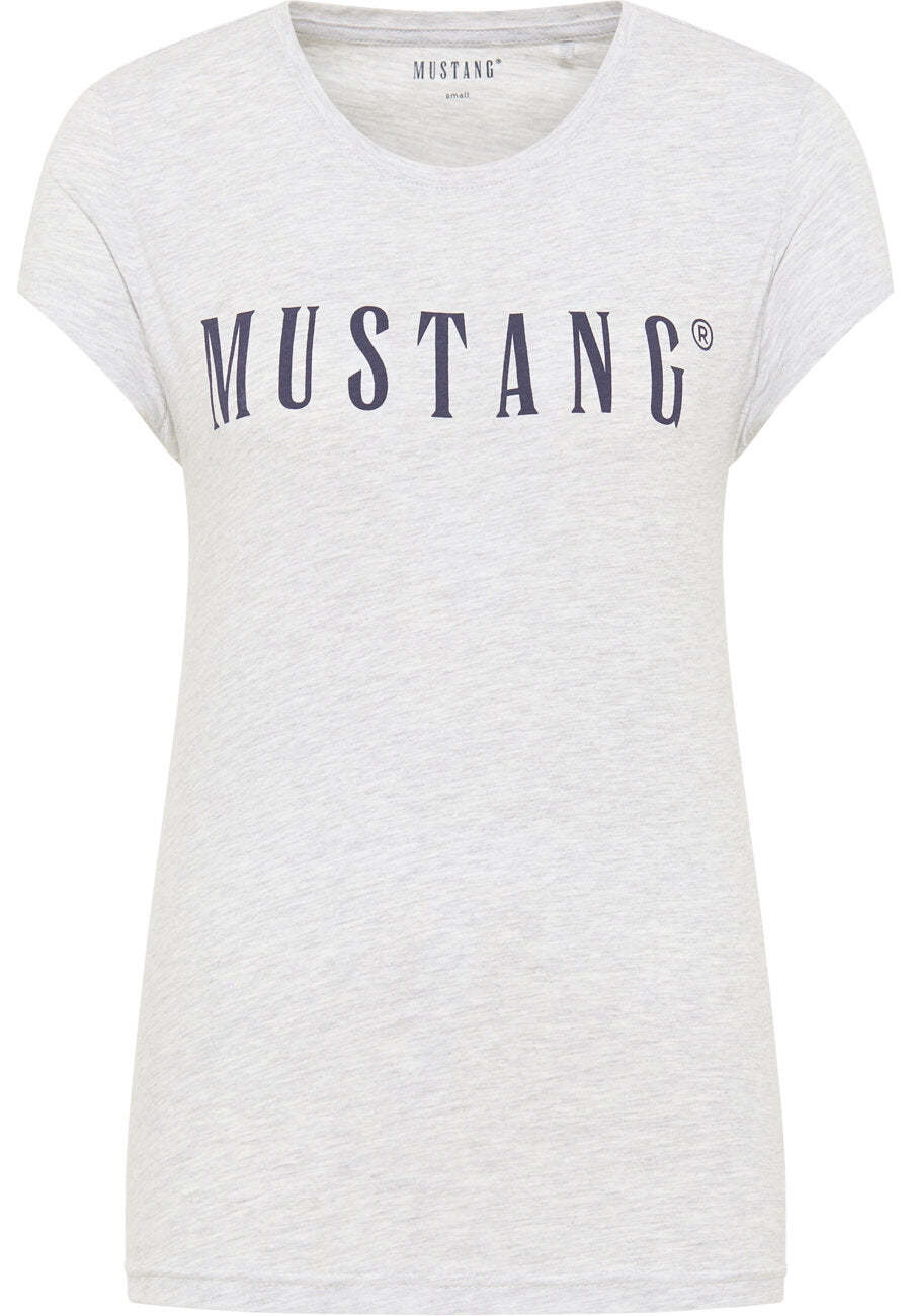 T-Shirt Damski Mustang Alina C Logo Tee Light Grey Melange 1013222 4141