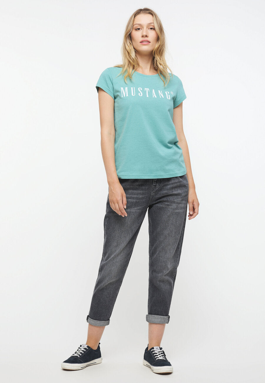 MUSTANG Alina C Logo Tee Damski T-shirt Mineral Blue 1013222 6236