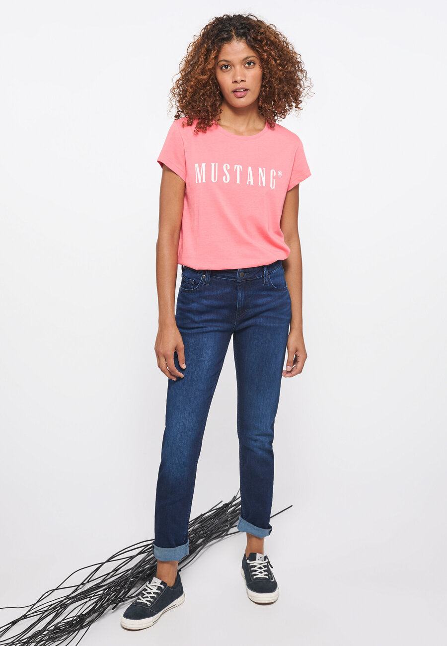 MUSTANG Alina C Logo Tee Damski T-shirt Tea Rose 1013222 8142