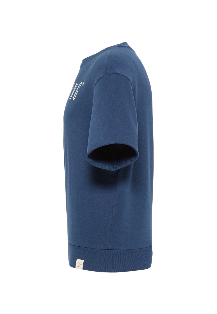 Mustang Ben Crewneck SSleeve Męska Bluza Z Krótkim Rękawem Insignia Blue 1013870 5230
