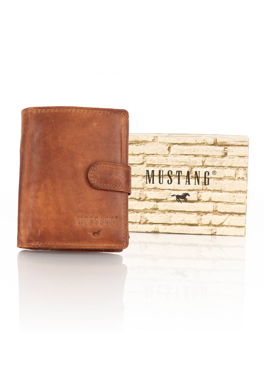 MUSTANG Denimo High Wallet Side Opening UNIWERSALNY SKÓRZANY PORTFEL POJEMNY NA KARTY RFID
