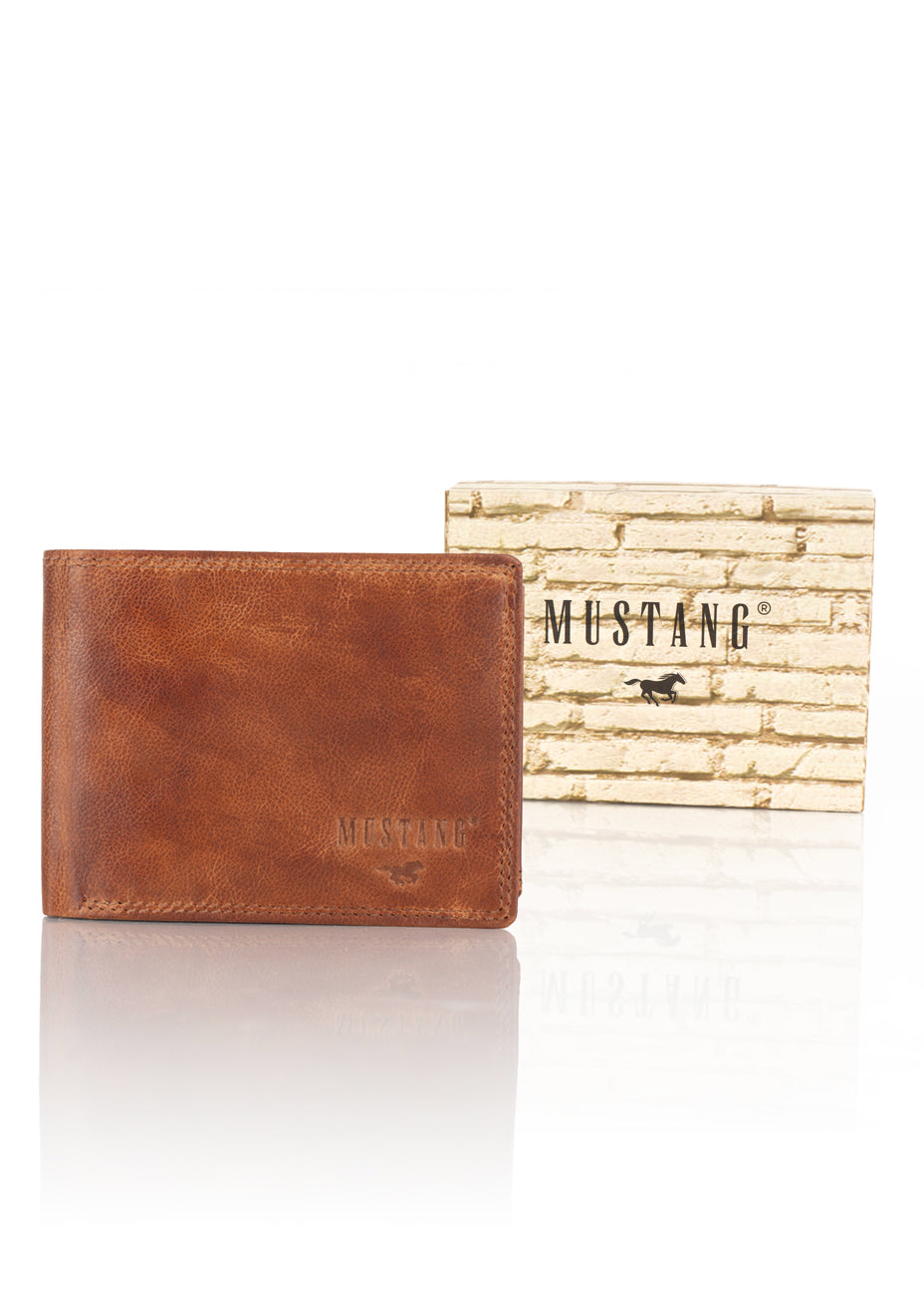MUSTANG Denimo High Wallet Side Opening With Button MĘSKI SKÓRZANY PORTFEL POJEMNY NA KARTY PREMIUM