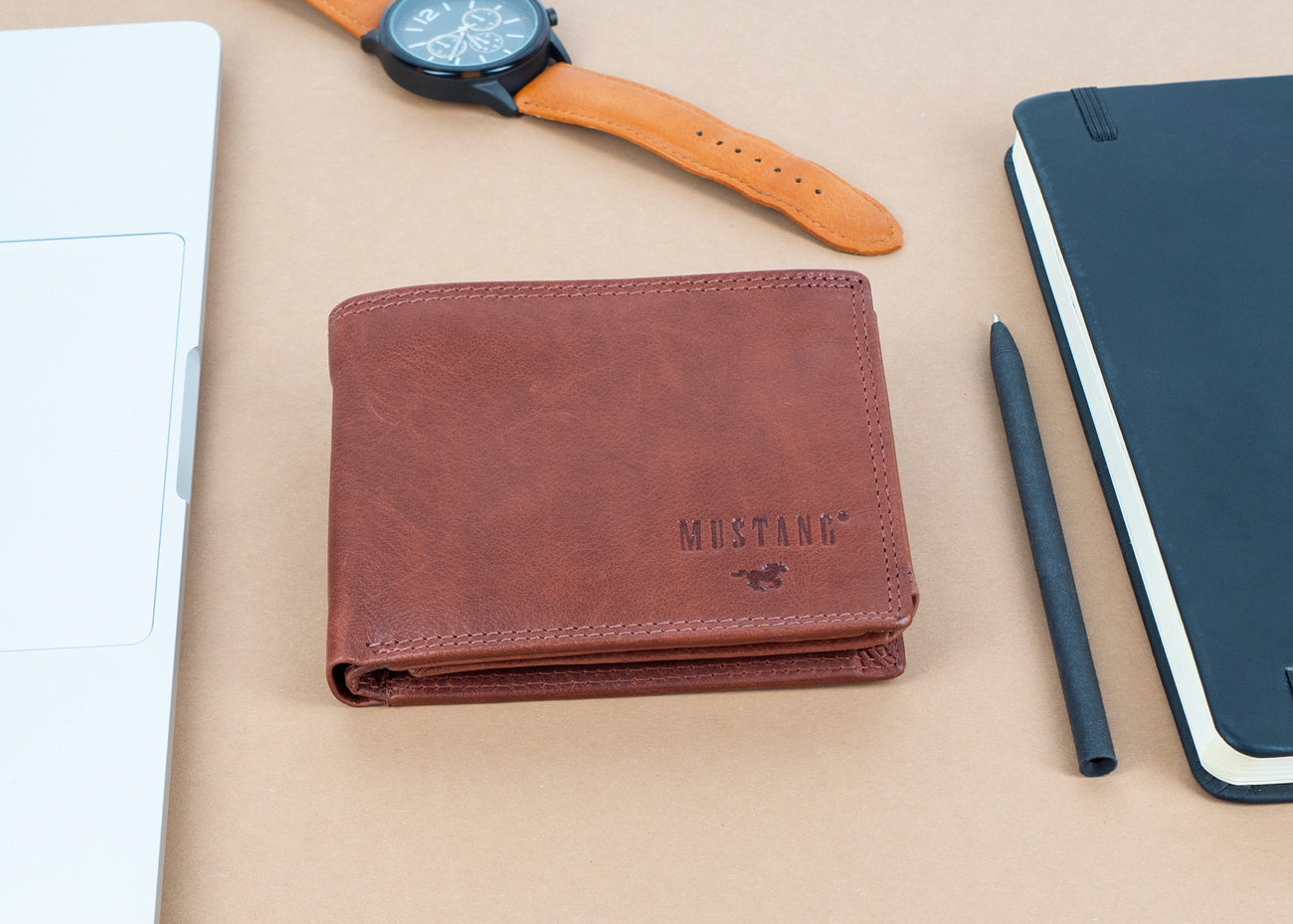 Portfel Skórzany Męski Mustang Denimo Wallet Side Opening