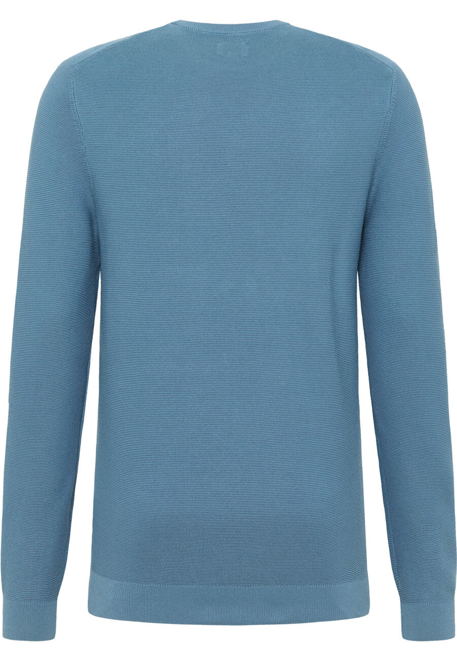 Sweter Elegancki Męski Mustang Elliot Logo Provincial Blue 1015472 5181