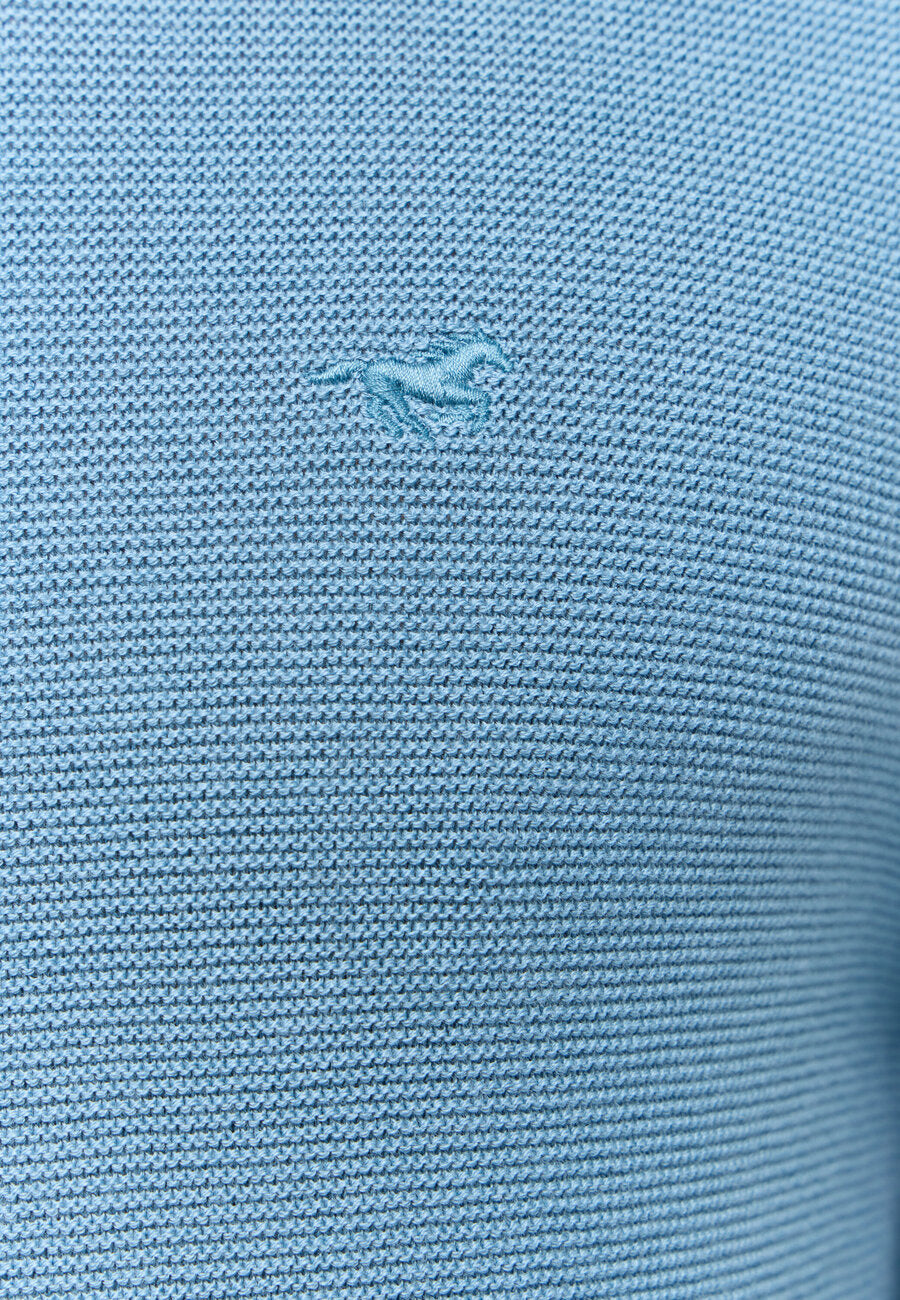 Sweter Elegancki Męski Mustang Elliot Logo Provincial Blue 1015472 5181