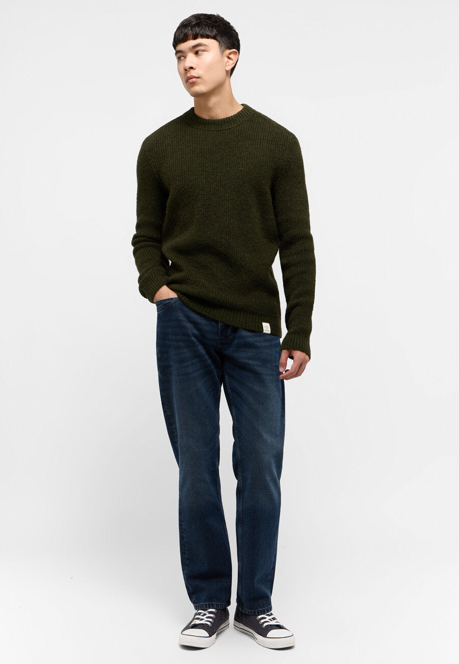 MUSTANG EMIL C CREW MĘSKI SWETER ELEGANCKI RIFLE GREEN 1015801 6514
