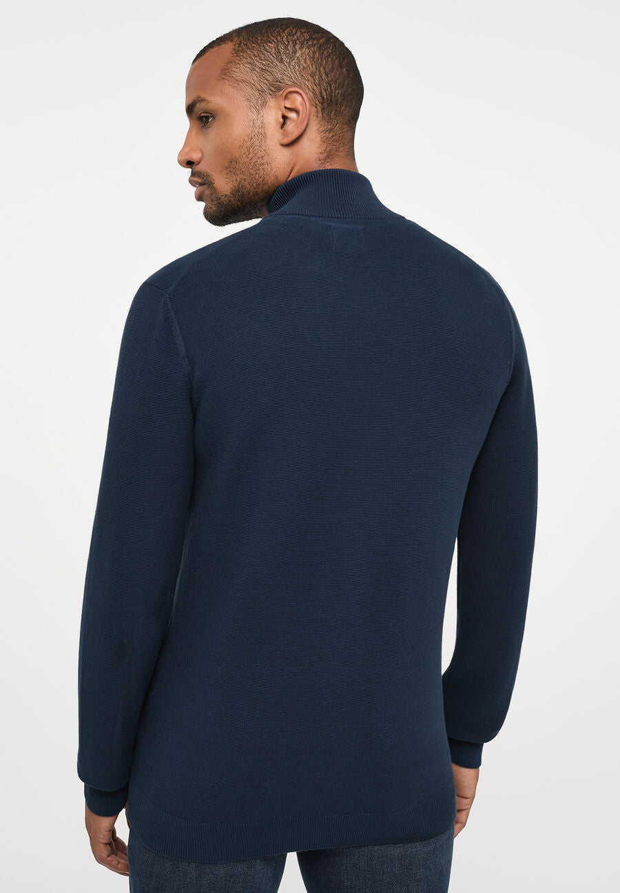 Mustang Edgar Zip Cardigan Męski Sweter Rozpinany Sky Captain 1013275 5323