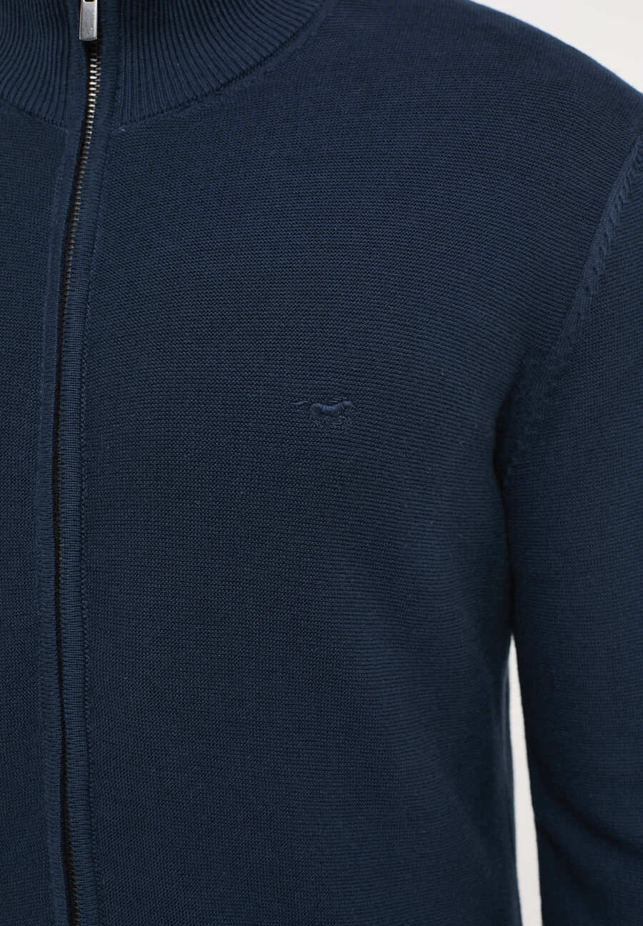 Mustang Edgar Zip Cardigan Męski Sweter Rozpinany Sky Captain 1013275 5323