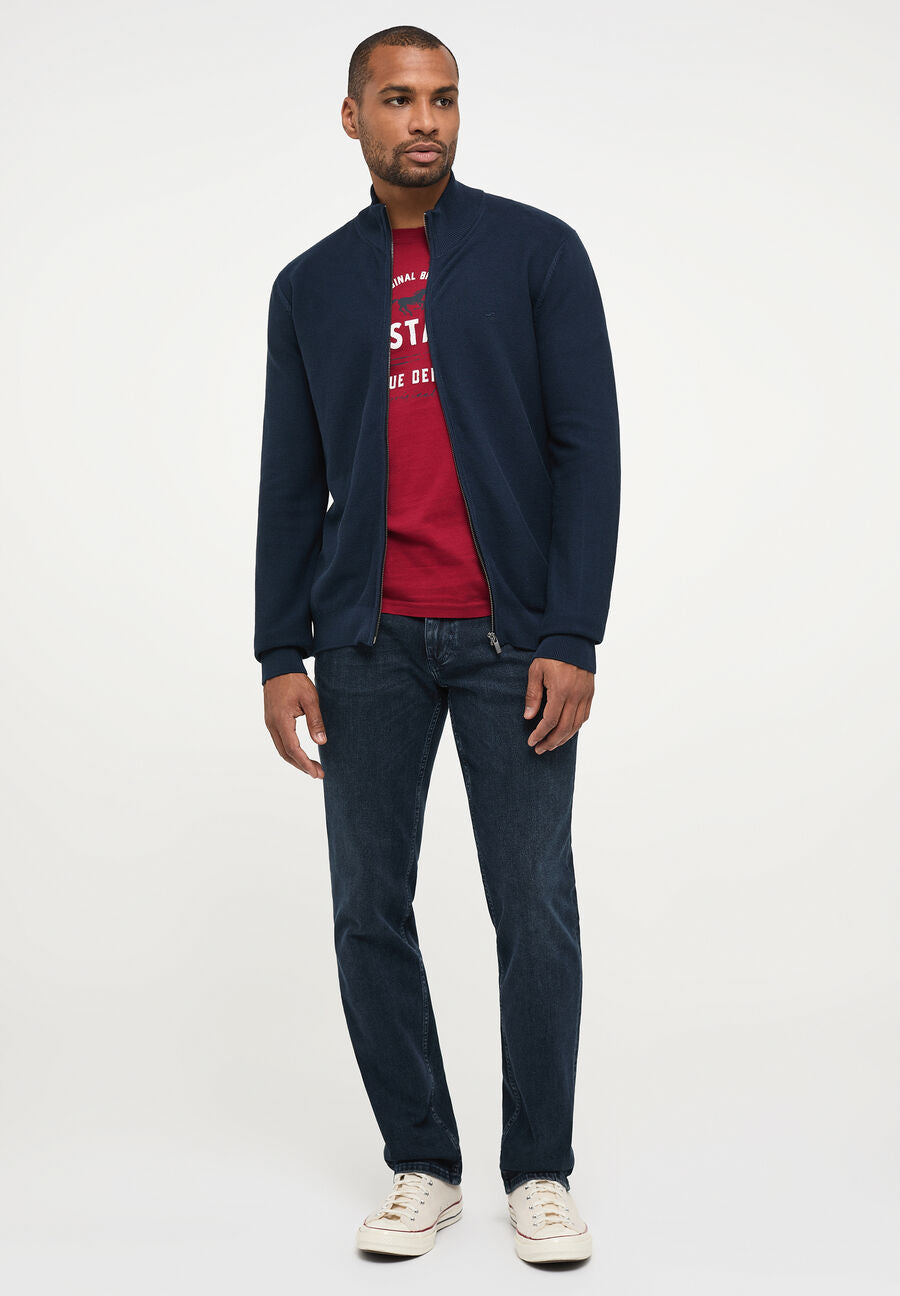 Mustang Edgar Zip Cardigan Męski Sweter Rozpinany Sky Captain 1013275 5323