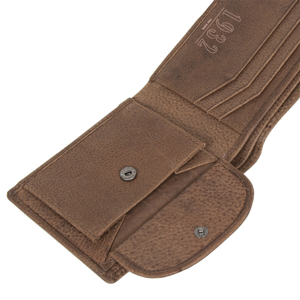 Skórzany Portfel Męski Mustang Fresno Wallet Long Side Opening Coin Pocket Cognac 06.105131