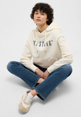 Mustang Margo Damska Bluza z Kapturem Logo Whisper White 1013934 2013
