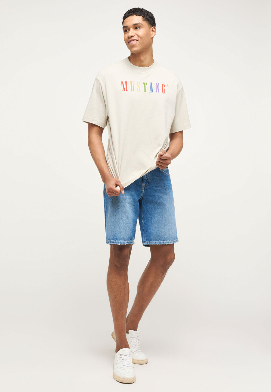 MUSTANG Męski T-shirt KOSZULKA NADRUK LOGO Aidan C Pride Moonstruck 1014017 2081