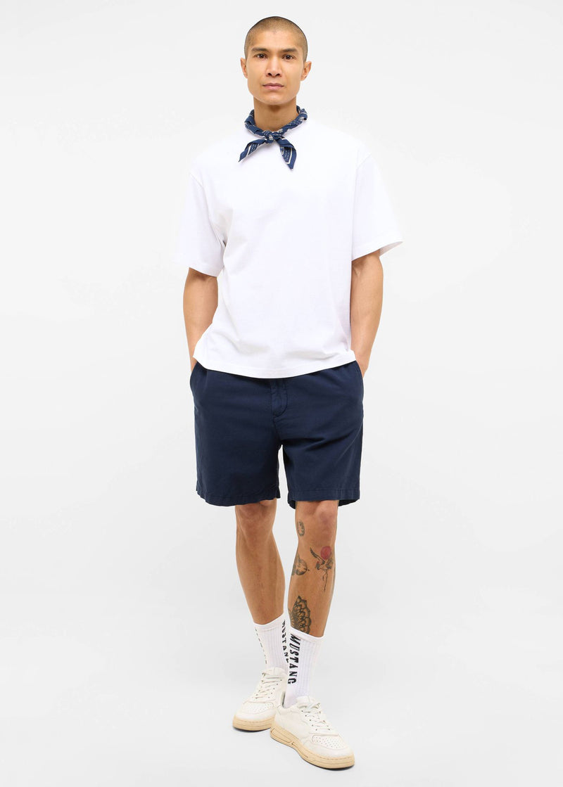 Męskie Szorty Materiałowe Mustang Style Linen Jogger Shorts Navy Blazer 1016459 5324