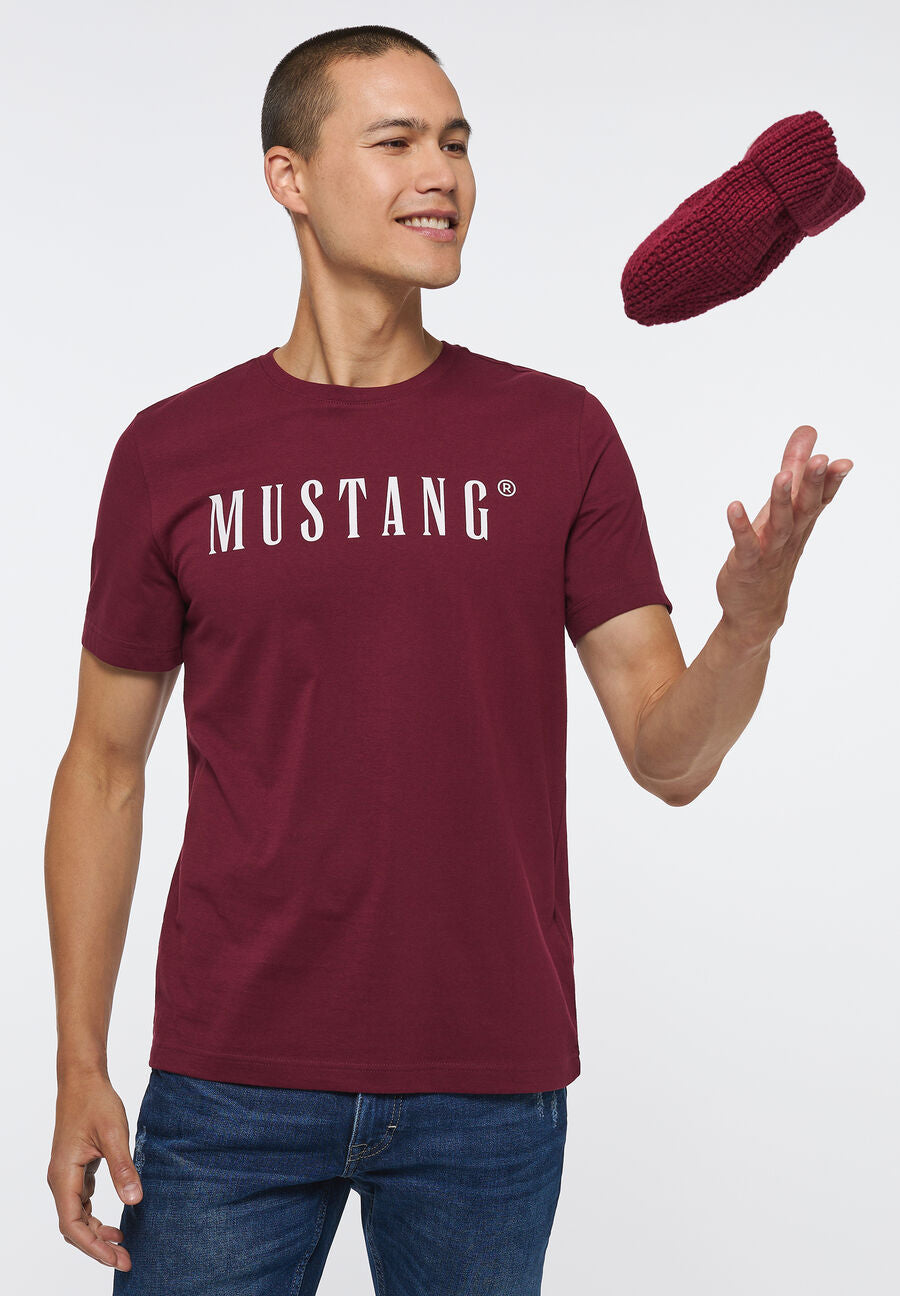 MUSTANG STYLE ALEX C LOGO TEE MĘSKI T-SHIRT KOSZULKA NADRUK ZINFANDEL 1013221 7184