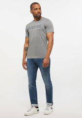 T-Shirt Męski Mustang Style Alex C Logo Koszulka Mid Grey Melange 1013221 4140