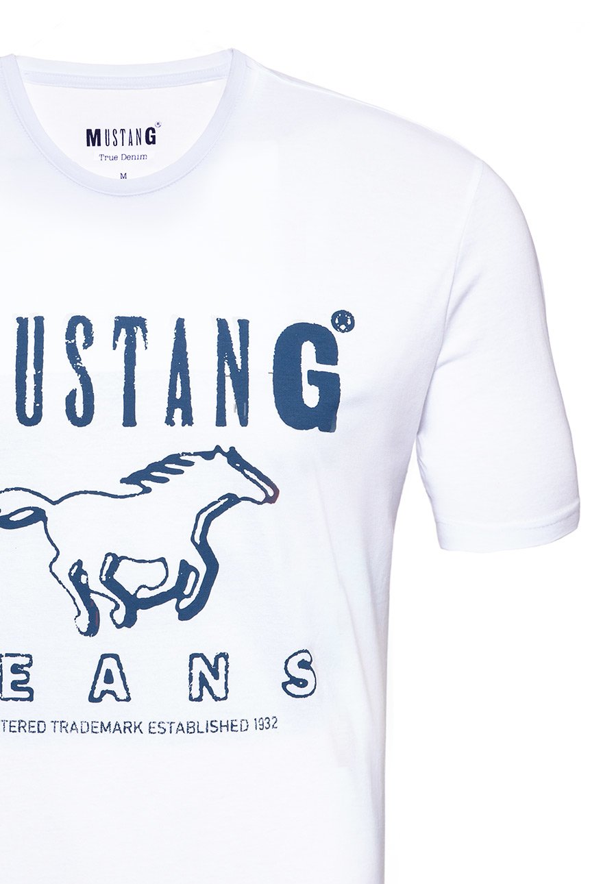 MUSTANG T SHIRT BASIC PRINT TEE GENERAL WHITE 1008372 2045