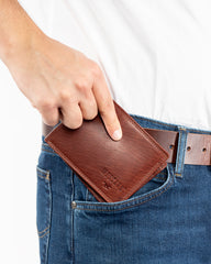 Skórzany Portfel Męski Mustang Udine Wallet Side Opening Brown 06.101901