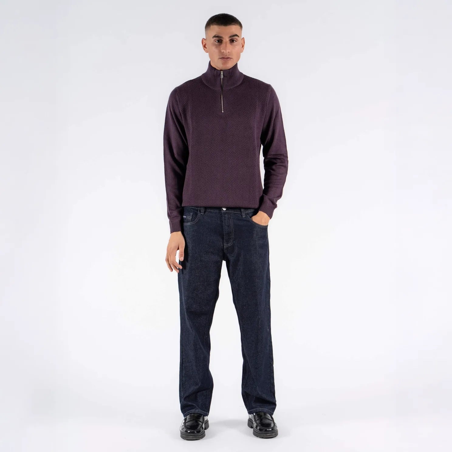 Marcus męski T-SHIRT STRIK Langdon Half Zip DARK PLUM 21-200161 8013