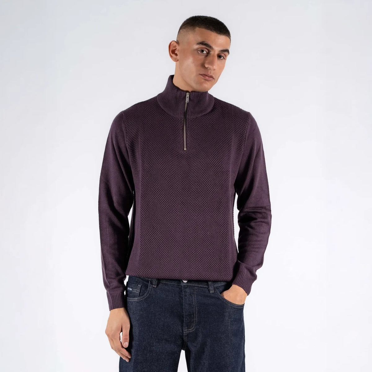 Marcus męski T-SHIRT STRIK Langdon Half Zip DARK PLUM 21-200161 8013