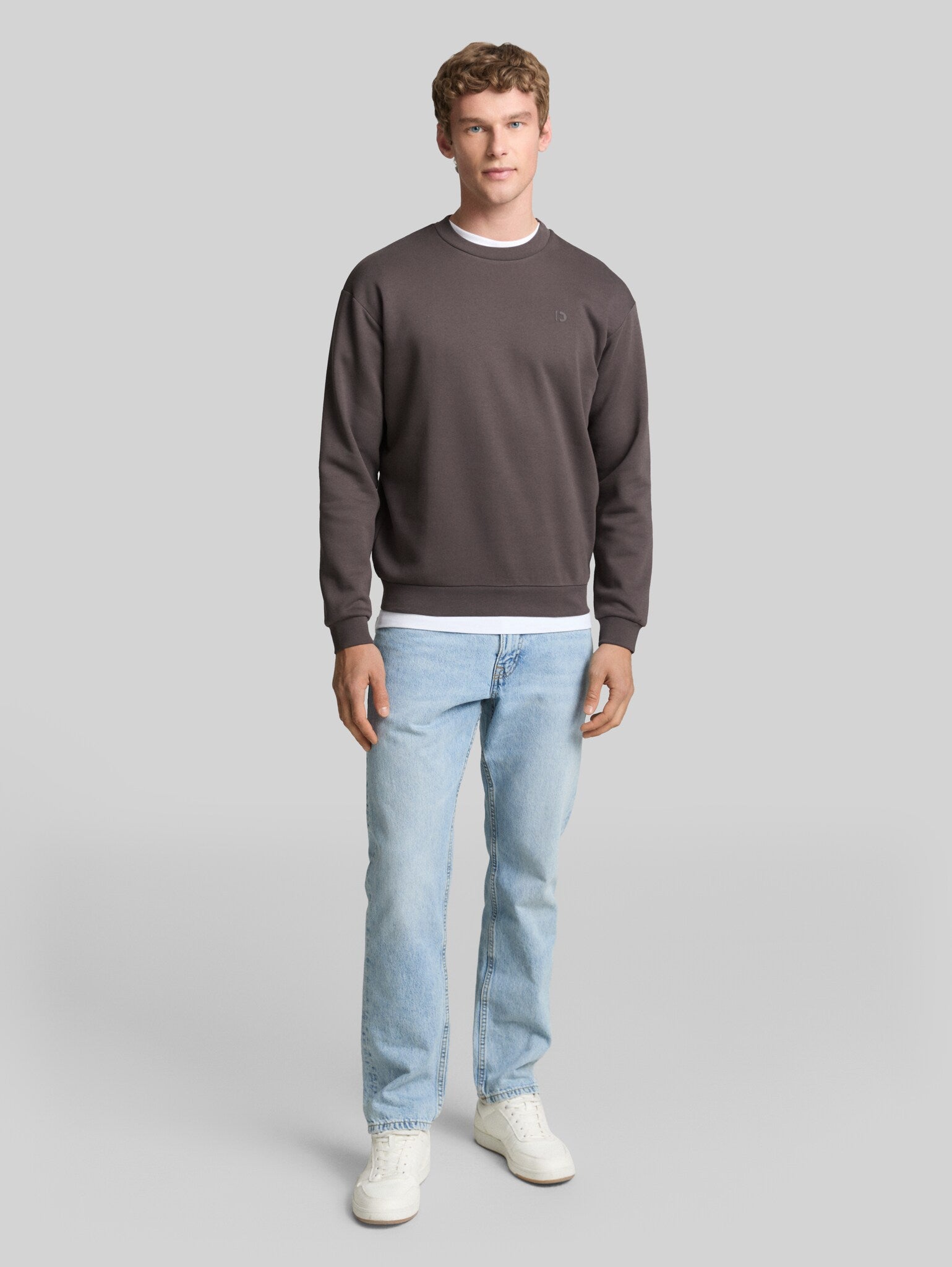 Męska Bluza Tom Tailor Crewneck Sweatshirt Pavement Grey 1045957 11587