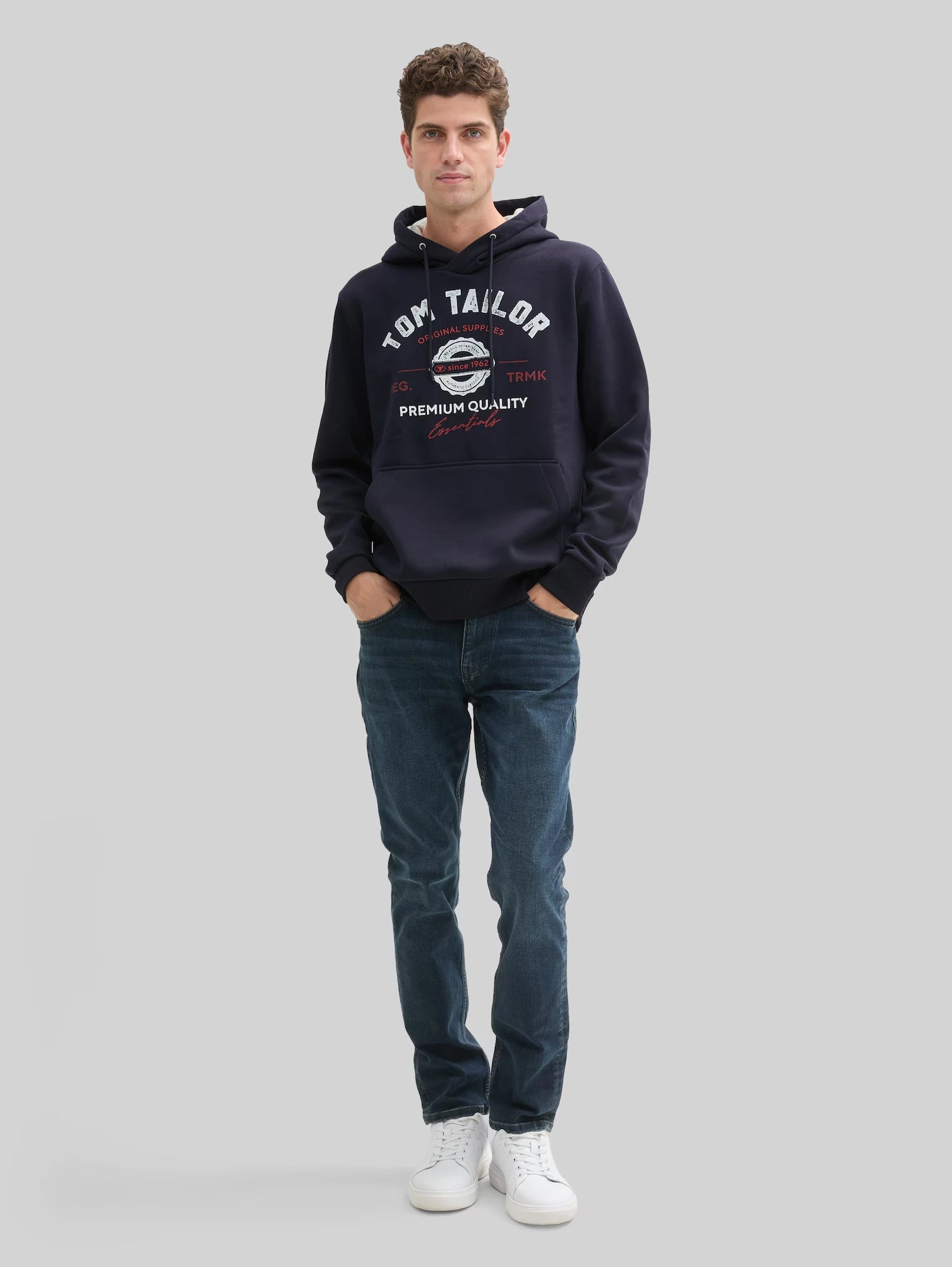 Męska Bluza Tom Tailor Printed Hoodie Sky Captain Blue 1043292 10668