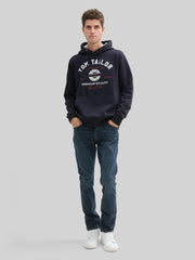 Męska Bluza Tom Tailor Printed Hoodie Sky Captain Blue 1043292 10668