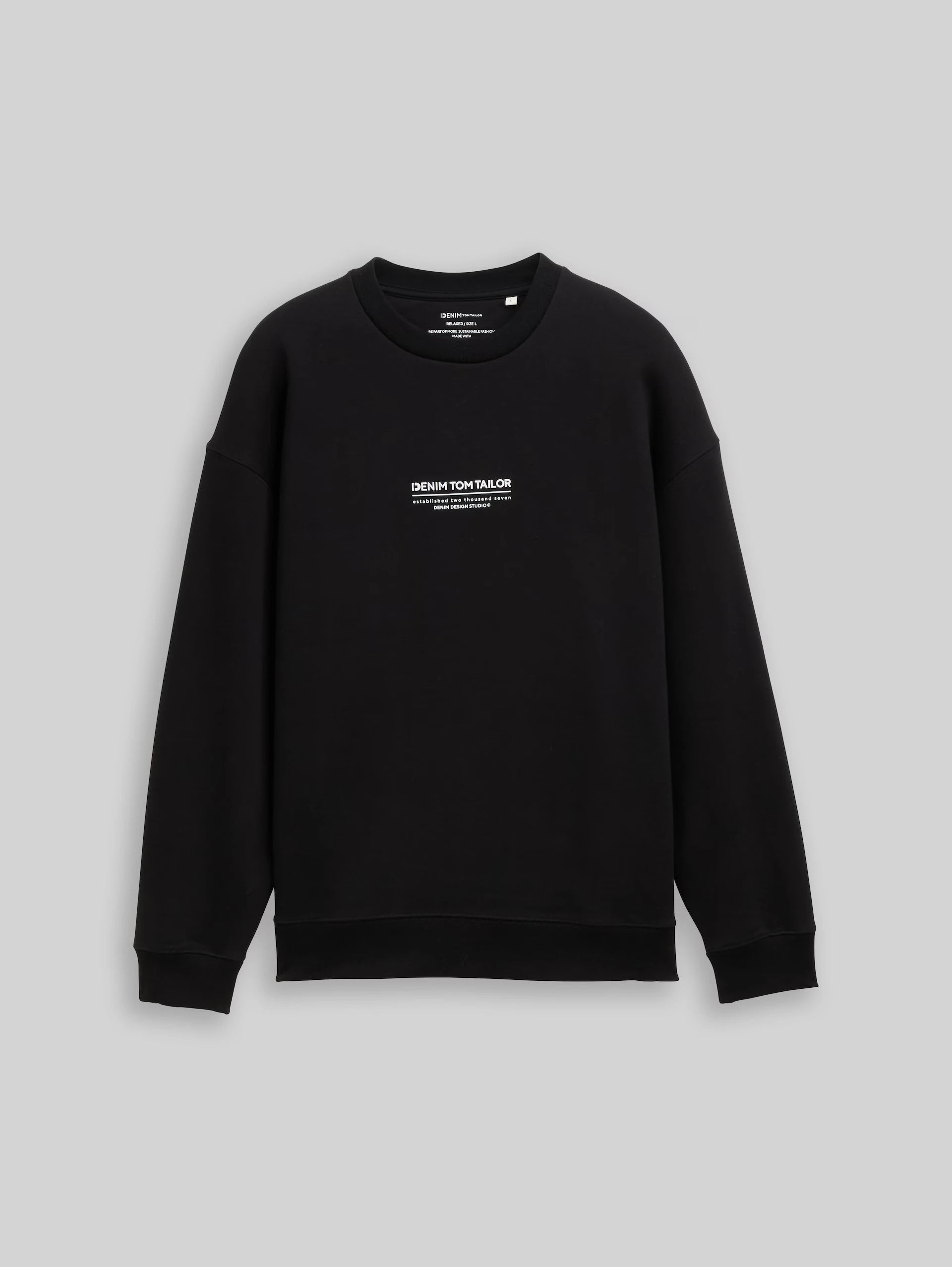 Męska Bluza Tom Tailor Relaxed Printed Crewneck Black 1045579 29999