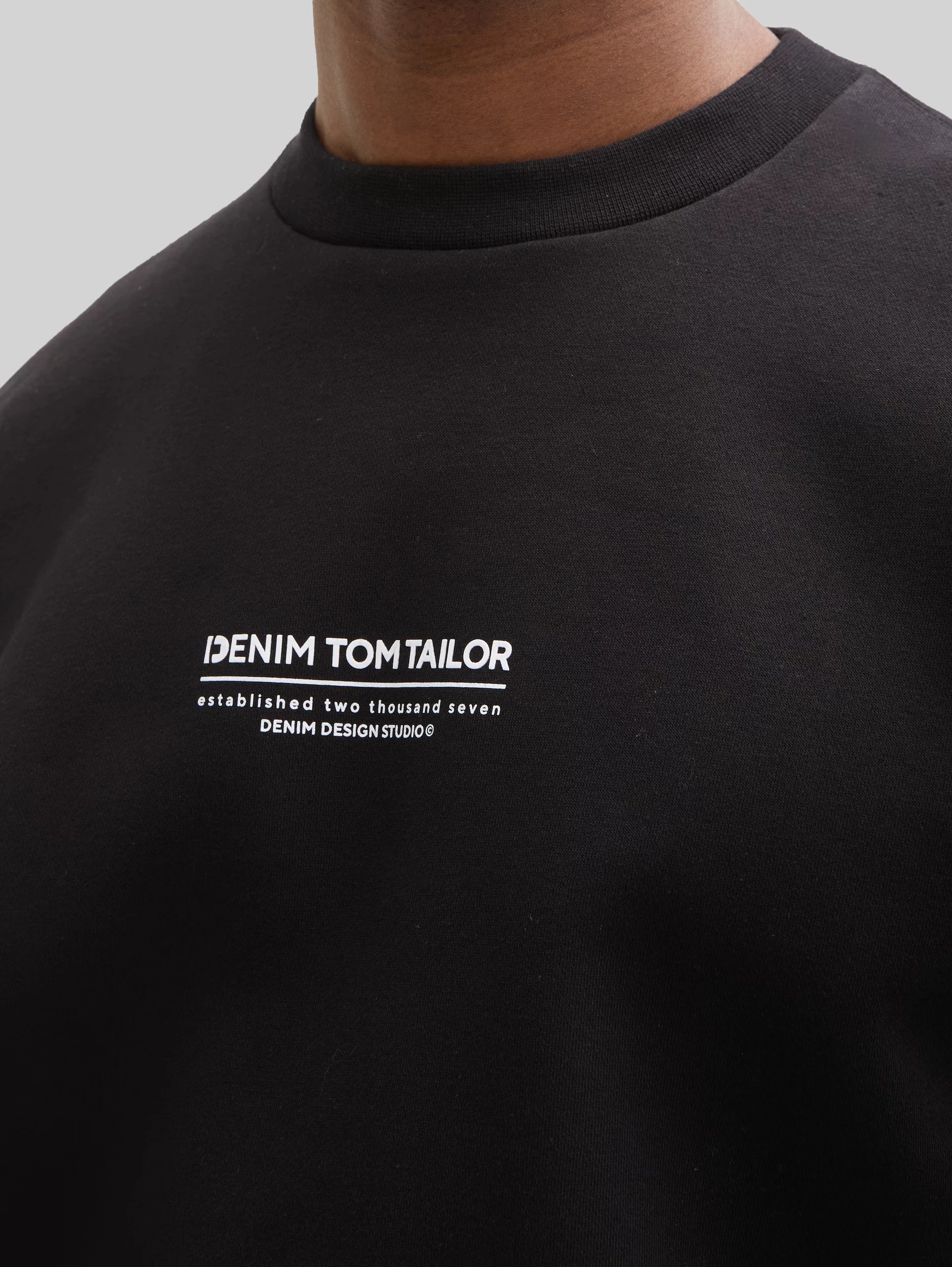 Męska Bluza Tom Tailor Relaxed Printed Crewneck Black 1045579 29999