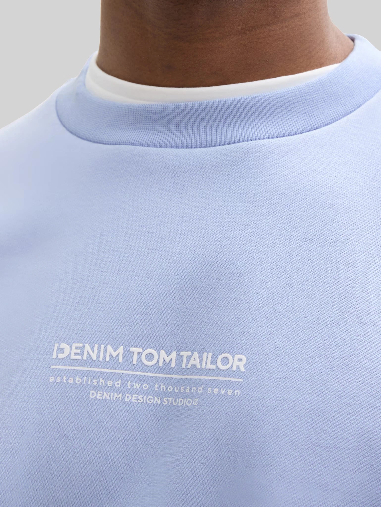 Męska Bluza Tom Tailor Relaxed Printed Crewneck Brunnera Blue 1045579 11486